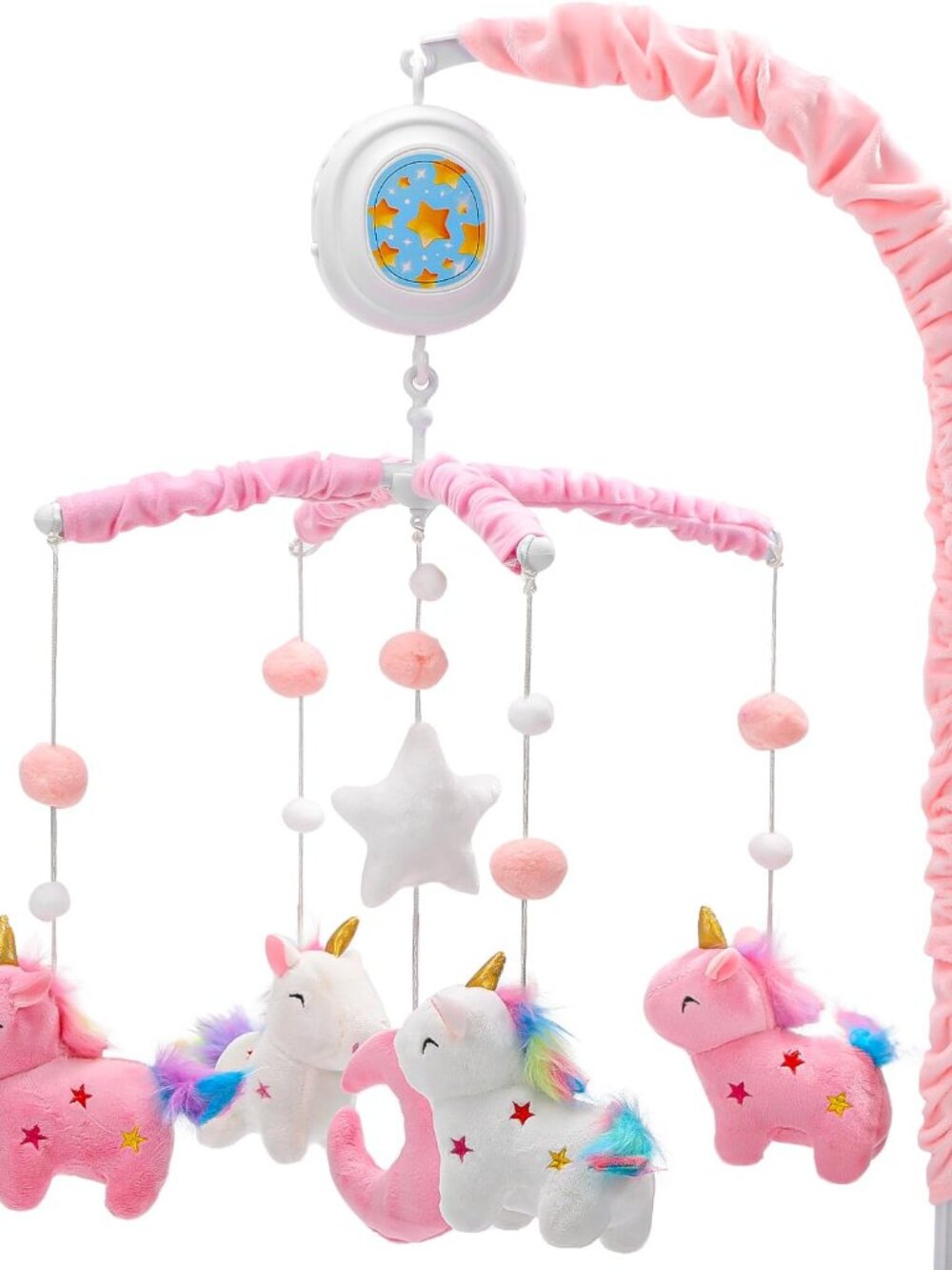 Unicorn Baby Crib Mobile for Girls with Music Box 100+ Lullabies